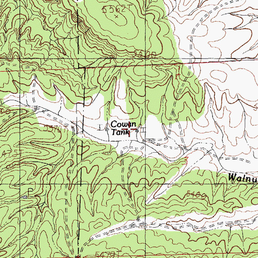 Topographic Map of Cowan Tank, NM