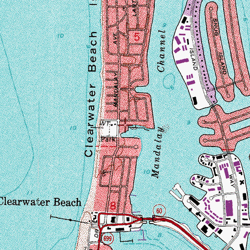 Topographic Map of Clearwater Beach Family Aquatic Center, FL