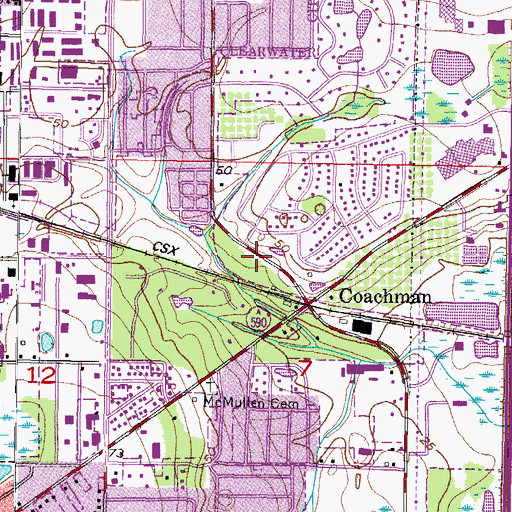 Topographic Map of Coachman Ridge Park, FL