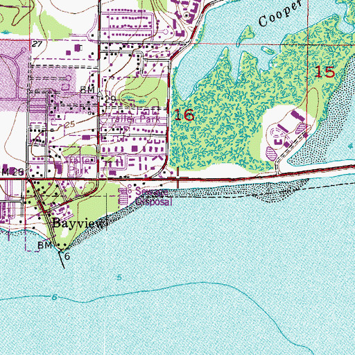 Topographic Map of Coopers Point Nature Park, FL