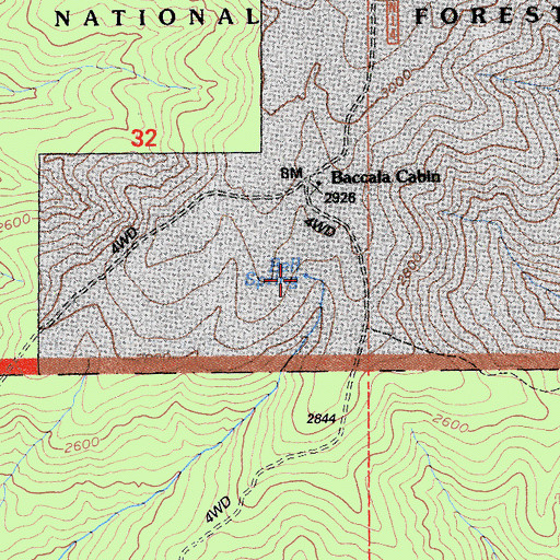 Topographic Map of Bell Spring, CA