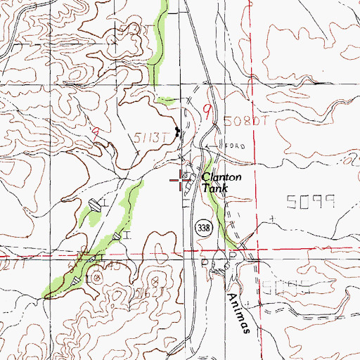 Topographic Map of Clanton Tank, NM