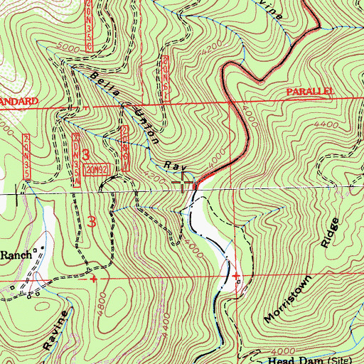 Topographic Map of Bella Union Ravine, CA