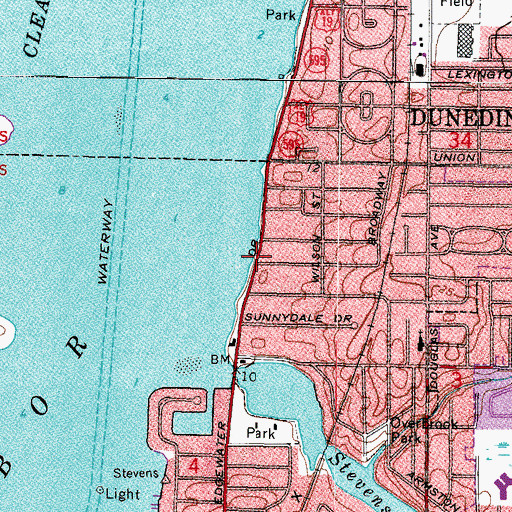 Topographic Map of Edgewater Drive Park, FL