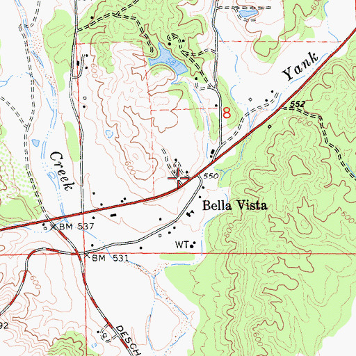 Topographic Map of Bella Vista, CA