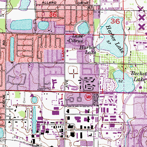 Topographic Map of Frank Tack Park, FL