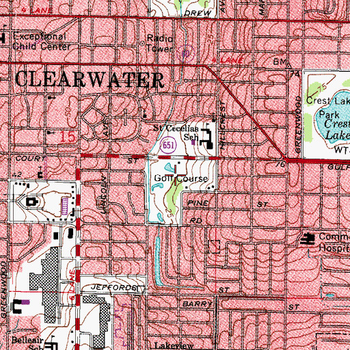 Topographic Map of Glen Oaks Park, FL