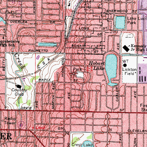 Topographic Map of Glenwood Park, FL