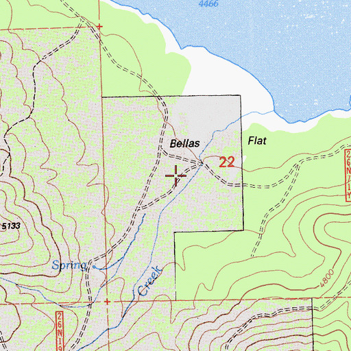 Topographic Map of Bellas Creek, CA