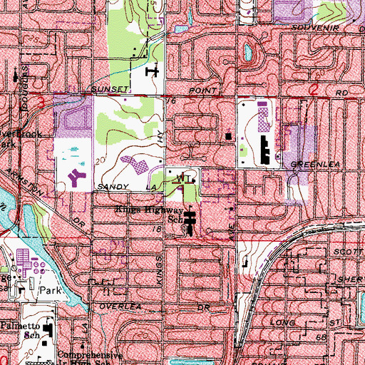 Topographic Map of Kings Highway Center, FL