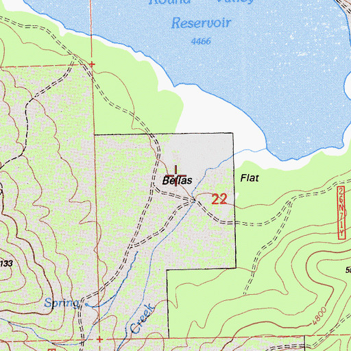 Topographic Map of Bellas Flat, CA