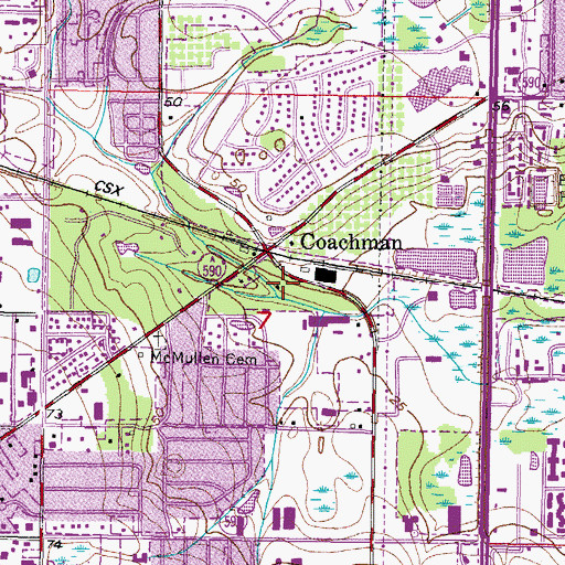Topographic Map of Northeast Coachman Park, FL