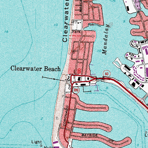 Topographic Map of Pier 60 Park, FL