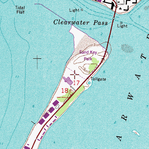 Topographic Map of Sand Key County Park, FL