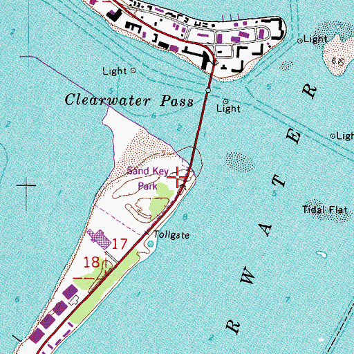 Topographic Map of Sand Key Bayside Park, FL