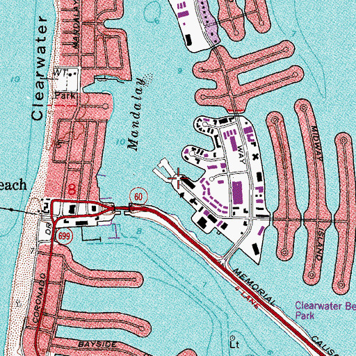Topographic Map of Sunset Sam Park at Island Estates, FL