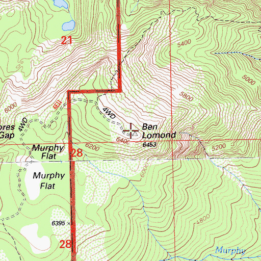 Topographic Map of Ben Lomond, CA