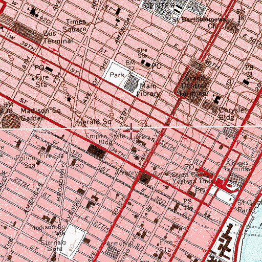 Topographic Map of Gramercy Park Music School, NY