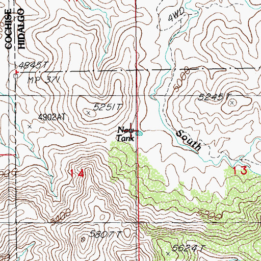 Topographic Map of New Tank, NM