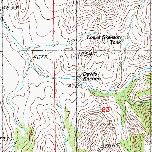 Topographic Map of Devils Kitchen, AZ