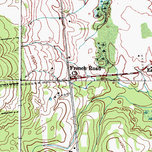 Topographic Map of French Road Church Cemetery, NY