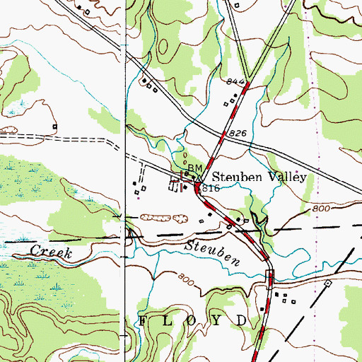 Topographic Map of Steuben Valley Cemetery, NY
