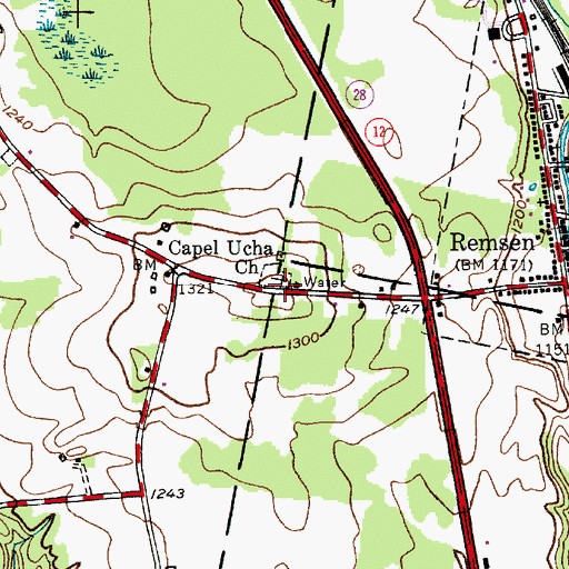 Topographic Map of Capel Ucha Cemetery, NY