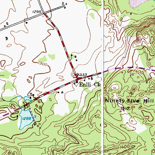 Topographic Map of Enlli Cemetery, NY