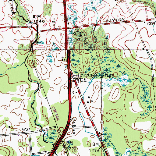 Topographic Map of Pen Y Graig Cemetery, NY