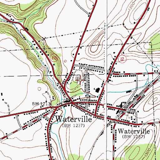 Topographic Map of Waterville Village Cemetery, NY
