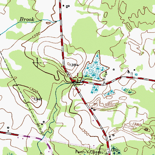 Topographic Map of Capel Bont Cemetery, NY