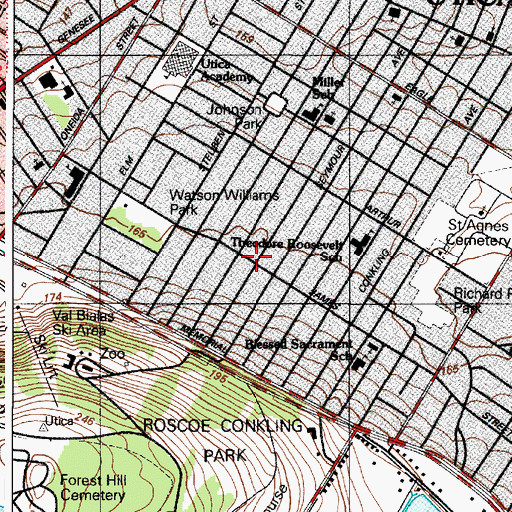 Topographic Map of James Theater (historical), NY