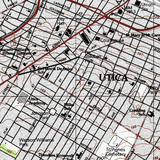 Topographic Map of Orpheum Theater (historical), NY