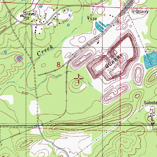 Topographic Map of Calera Quarry, AL
