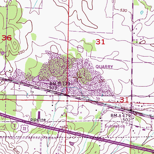 Topographic Map of Cherokee Quarry, AL