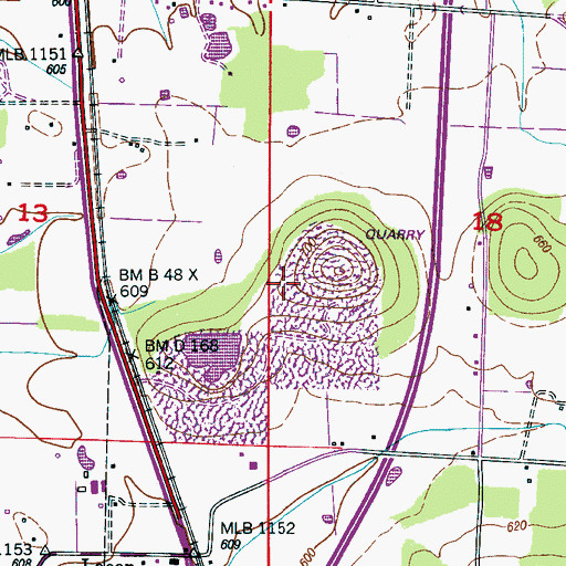 Topographic Map of Lacon Quarry, AL