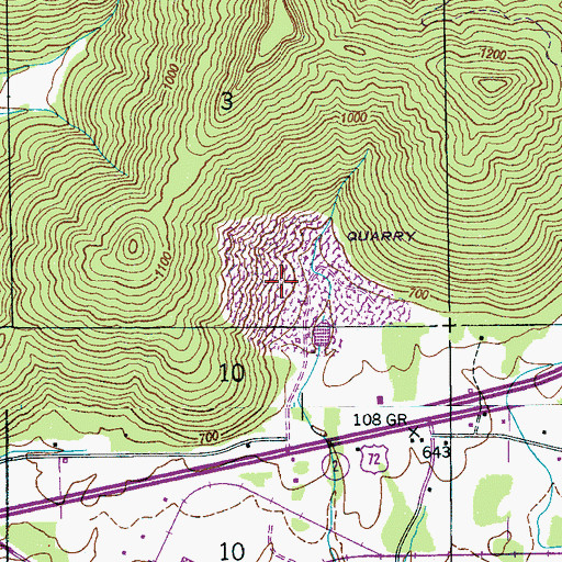 Topographic Map of Scottsboro Quarry, AL