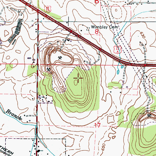 Topographic Map of Trinity Quarry, AL