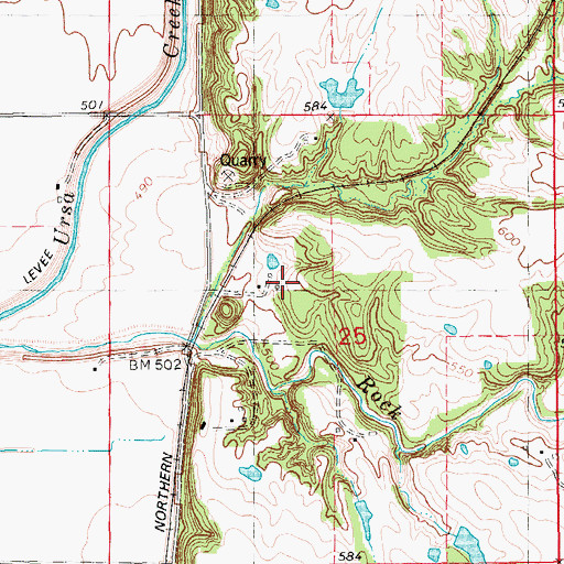 Topographic Map of Campbell Farms, IL