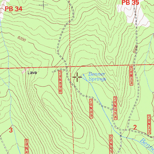 Topographic Map of Benner Spring, CA