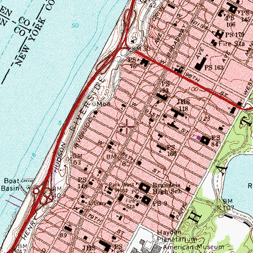 Topographic Map of Abraham Joshua Heschel School, NY