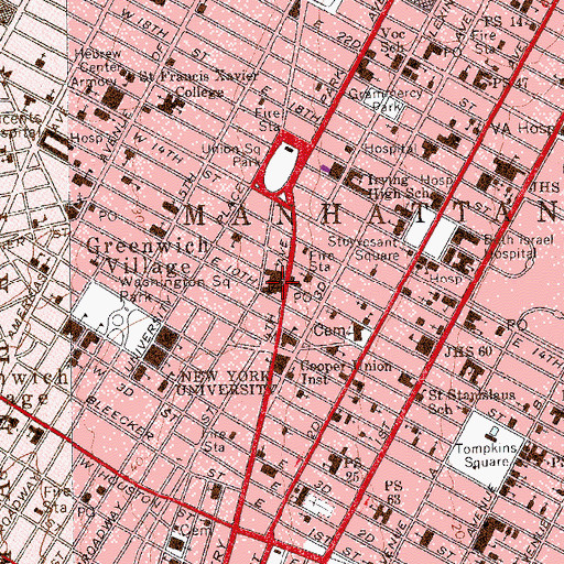 Topographic Map of Grace Church School, NY
