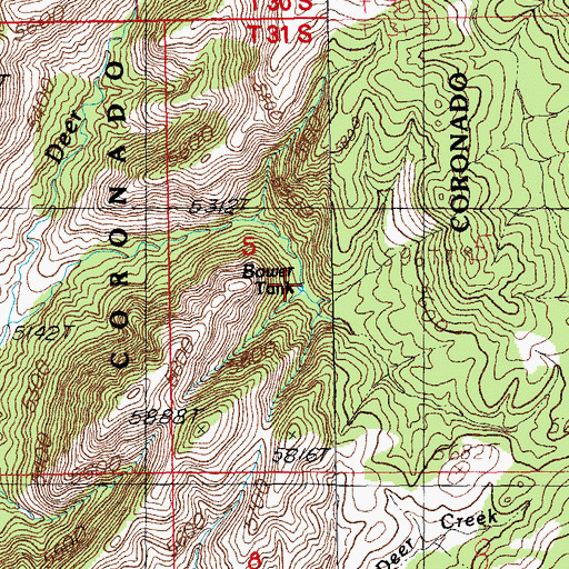 Topographic Map of Bower Tank, NM