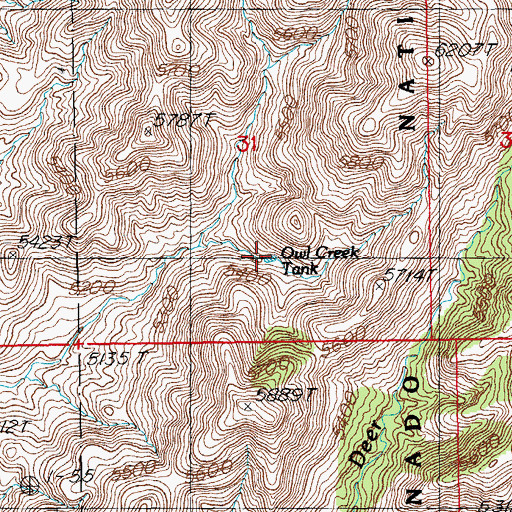 Topographic Map of Owl Creek Tank, NM