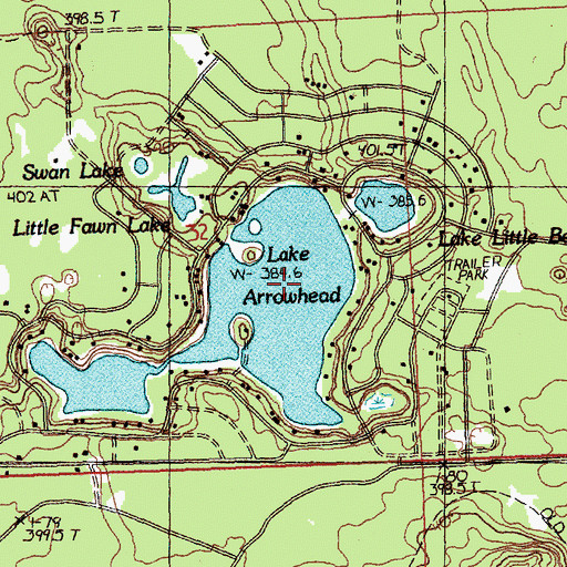 Topographic Map of Lake Arrowhead, MI