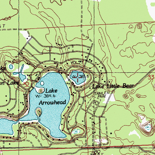 Topographic Map of Lake Little Bear, MI