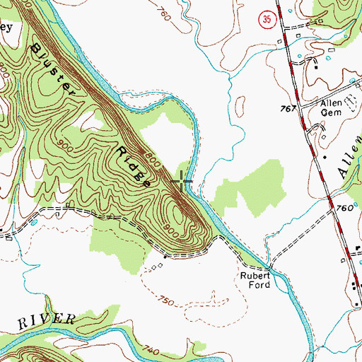 Topographic Map of Allens Store Post Office (historical), KY