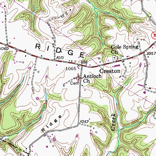 Topographic Map of Antioch Church Cemetery, KY