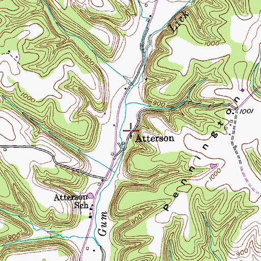 Topographic Map of Atterson Post Office (historical), KY