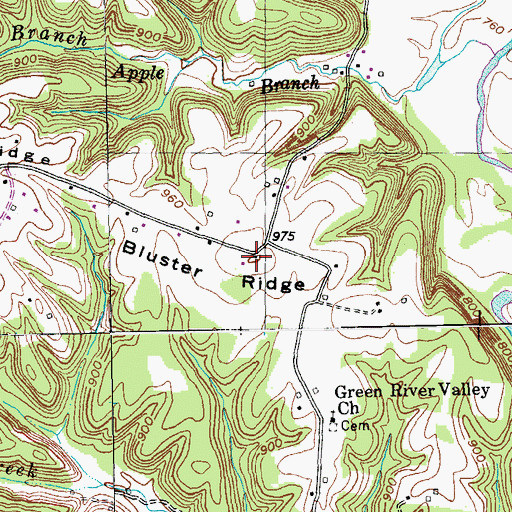 Topographic Map of Bluster Post Office (historical), KY